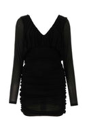 Saint Laurent Black Cupro Mini Kleid