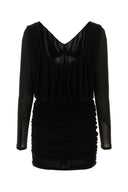 Saint Laurent Black Cupro Mini Kleid
