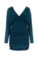 Saint Laurent Teal Green Jersey Mini Kleid