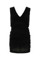 Saint Laurent Black Cupro Mini Kleid