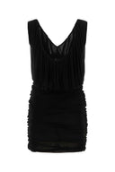 Saint Laurent Black Cupro Mini Kleid