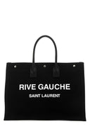 Große Rive Gauche-Einkaufstasche aus schwarzem Canvas von Saint Laurent