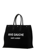 Große Rive Gauche-Einkaufstasche aus schwarzem Canvas von Saint Laurent