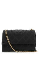 Tory Burch Black Leather Fleming Shoulder Bag