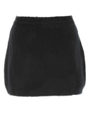 Miu Miu Black Stretch Wool Blend Mini falda