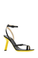 Loewe Black Leder Blütensandalen