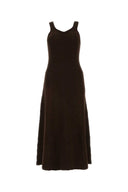 Vestido de mezcla de algodón de chocolate Jil Sander