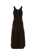 Vestido de mezcla de algodón de chocolate Jil Sander