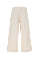 Etro Melange Ivory Stretch Cotton Wide Leg Pant