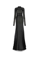 Ann Demeulemester Black Cotton Mischung langes Kleid