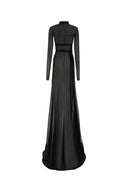 Ann Demeulemester Black Cotton Mischung langes Kleid