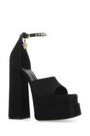 Versace Black Satin Medusa Aevitas Sandals