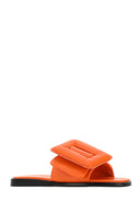 Boy orange Leder geschwollene Hausschuhe