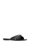 Balenciaga Black Leather Slippers
