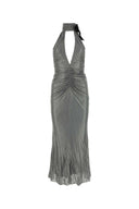Alessandra reiches graues Viskose -Kleid