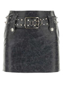Alessandra Rich Grey Leather Mini -skjørt