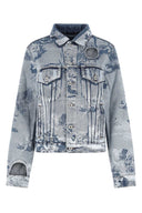 Giacca in denim stampata bianca
