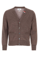 Thom Browne Melange Dove Grey Wool Blend Cardigan