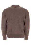 Thom Browne Melange Dove Grey Wool Blend Cardigan