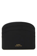 A.P.C. Soporte de tarjeta Demi Lune de cuero negro