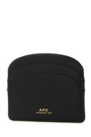 A.P.C. Soporte de tarjeta Demi Lune de cuero negro