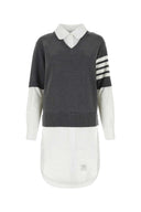 Thom Browne Two Tone Cotton Shirt Dress