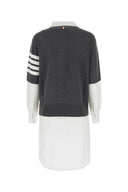 Thom Browne Two Tone Cotton Shirt Dress