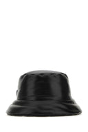 Cappello imbottito in pelle nera nera