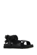 Prada Black Nylon And Leather Sandals