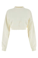 Off White Elfenbein Baumwolle übergroßes Sweatshirt