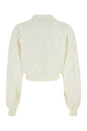Off White Elfenbein Baumwolle übergroßes Sweatshirt