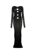 Off White Black Mesh Long Kleid