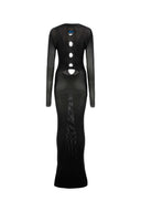 Off White Black Mesh Long Kleid