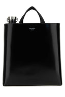 Borsa per la spesa in pelle nera Prada