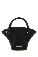 Balenciaga Black Straw Mini Beach Handbag
