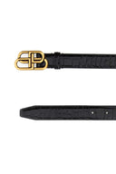 Balenciaga Black Leather Bb Belt