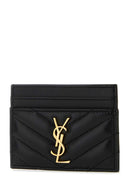Saint Laurent Black Nappa Leather Cassandre Card Holder