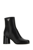 Prada Black Leather Ankle Boots