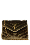 Saint Laurent Olive Green Velvet Small Lou Lou Shoulder Bag