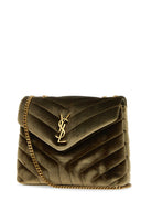 Saint Laurent Olive Green Velvet Small Lou Lou Shoulder Bag