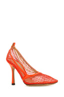 Bottega Veneta Orange Mesh Stretch Pumps