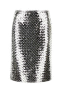 Bottega Veneta Silver Nappa Leather Skirt