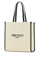 Jimmy Choo Ivory Canvas N/S Tote M Shopping Bag