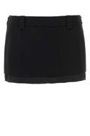 Miu Miu Black Wool Blend Mini Gonna