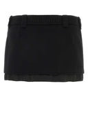 Miu Miu Black Wool Blend Mini Gonna