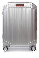 Piquadro Trolley Cabina Slim 4 Ruote In Alluminio E Pelle