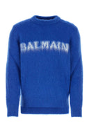 Suéter de mezcla de lana azul eléctrica Balmain