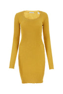 Burberry Mustard Stretch Wool Blend Dress