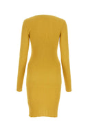 Robe de mélange en laine extensible à la moutarde Burberry