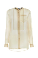 Camicia di seta a sabbia Prada